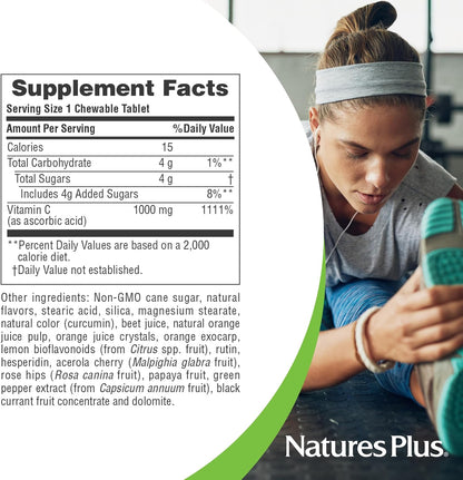 NaturesPlus Orange Juice Vitamin C 1000mg Chewable Tablets - 60 Tablets