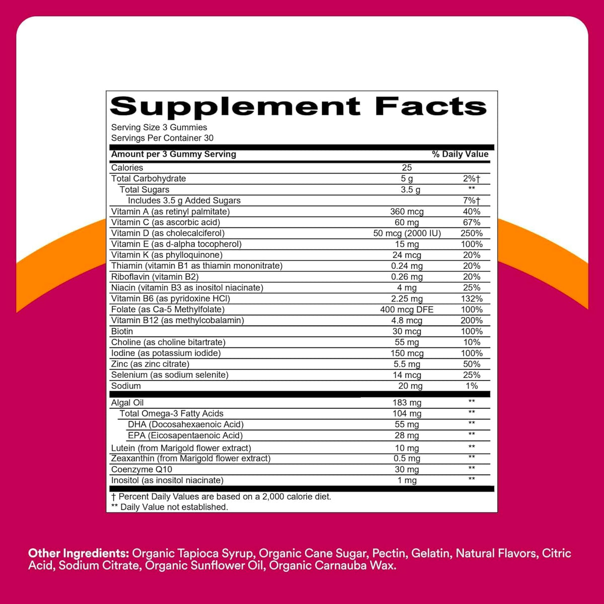 SmartyPants Women’s Plus 50+ Multi & Omegas Multivitamin Gummies with Omega-3 DHA/EPA, Methylfolate, CoQ10, Vitamin D3, C, B12, B6, A, K, Biotin, Two Fruit Flavours, 90 Count (30 Day Supply) - görsel 6
