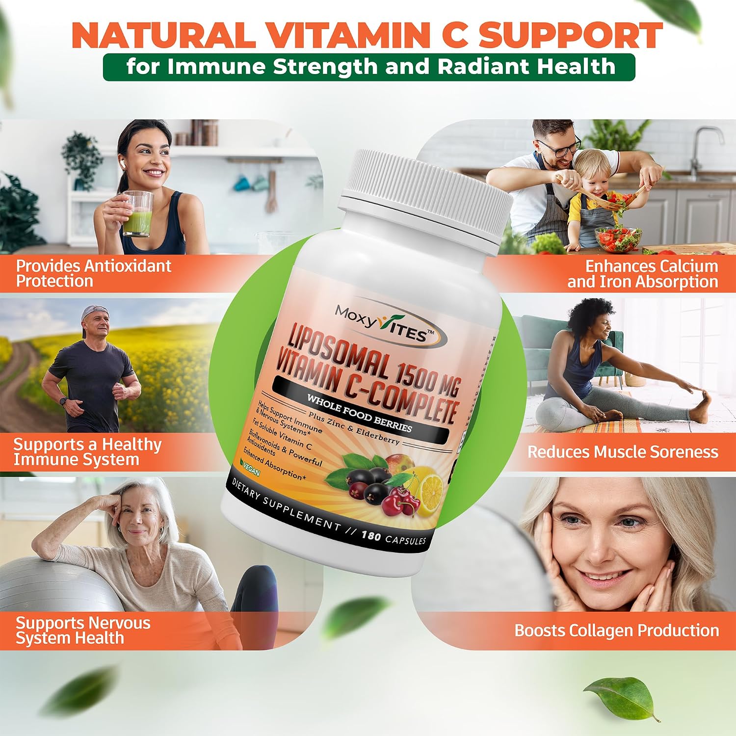 Liposomal Vitamin C with Zinc Capsules - Immune Support, 1500mg per Serving, 180 Veggie Caps (3-Month Supply) - görsel 3