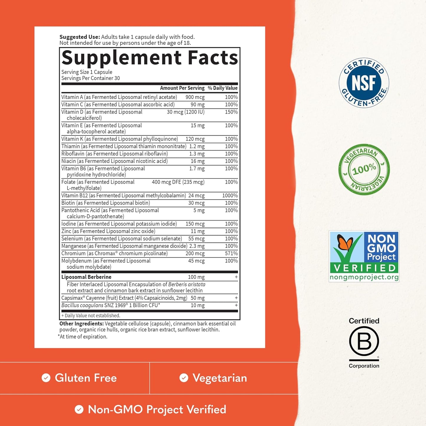 Garden of Life Multivitamin Liposomal Metabolism support - 30 Capsules - görsel 3
