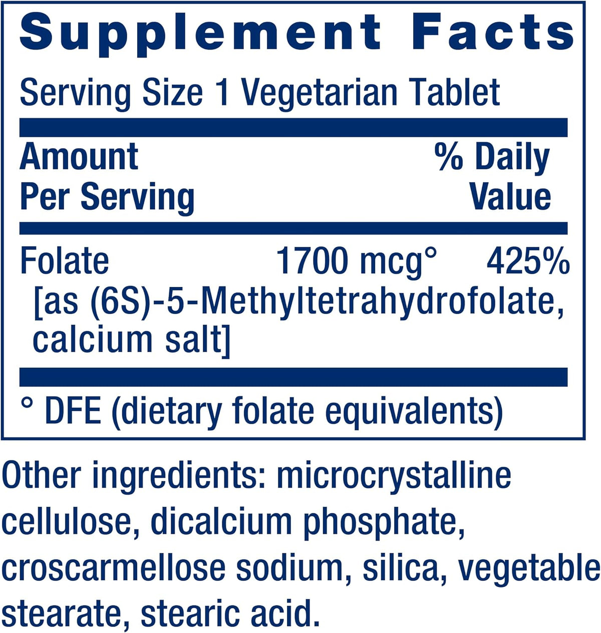 Life Extension Optimised Folate – L-Methylfolate – Heart & Brain Support, Healthy Homocysteine Levels – 1700 mcg DFE, 100 Vegetarian Tablets - görsel 3