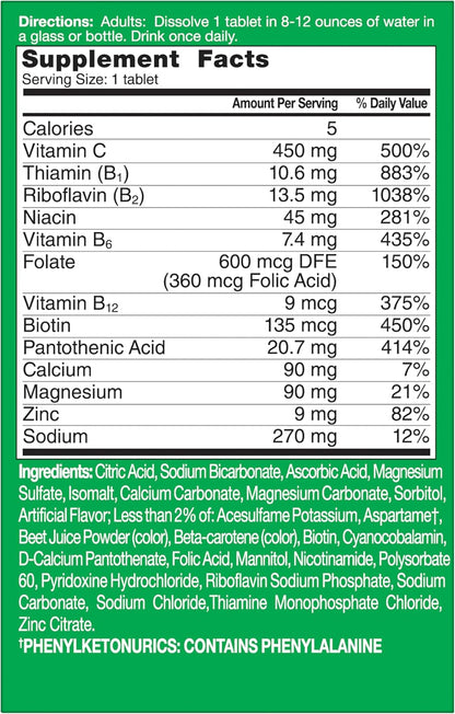 Berocca Orange Effervescent Tablets, Caffeine Free, 20 Tablets
