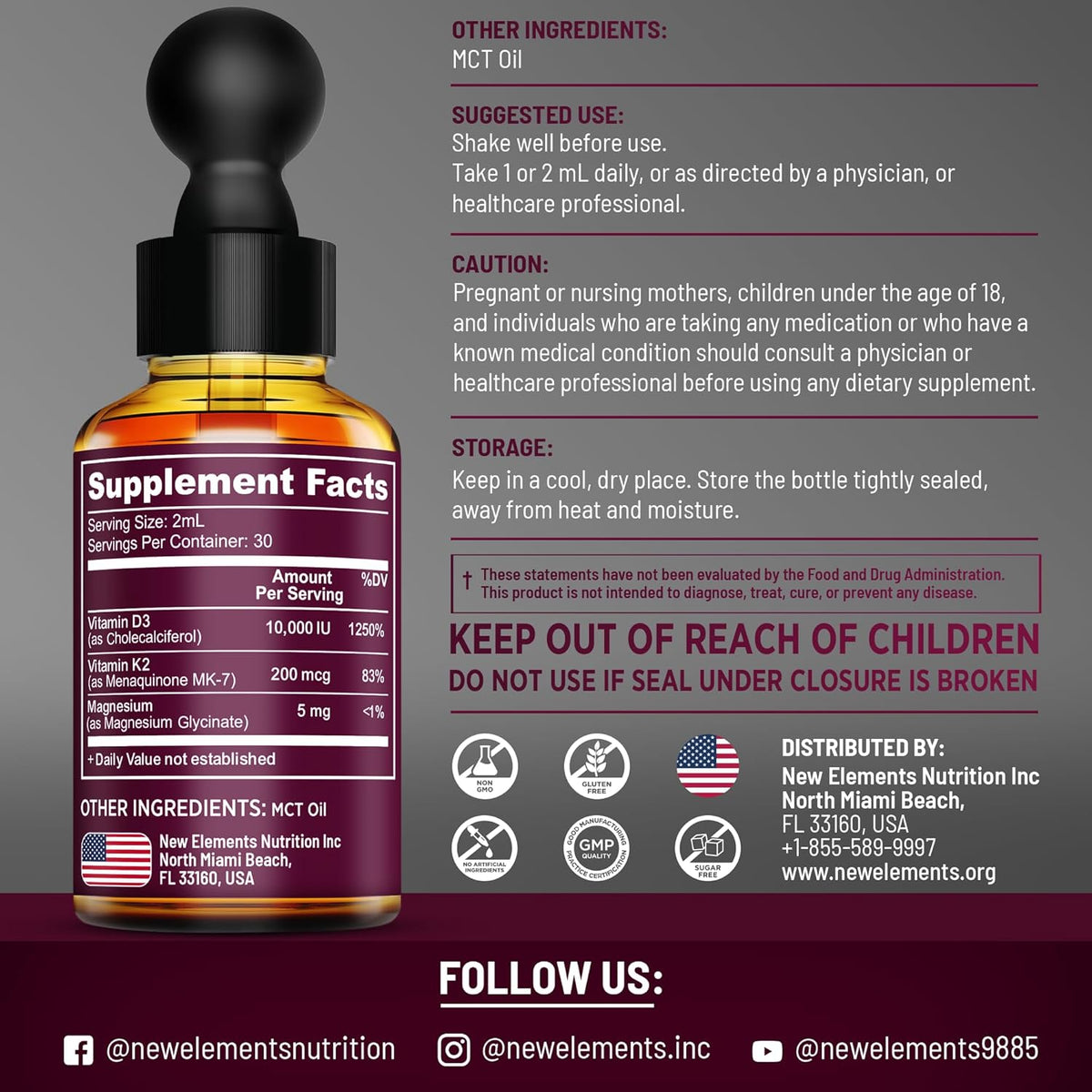 Liquid Vitamin D3 with K2 & Magnesium Glycinate - Vitamin D Drops 10,000 IU + Vitamin K2 200 mcg MK-7 - High Absorption, MCT Oil - Gluten-free & Non-GMO - görsel 4