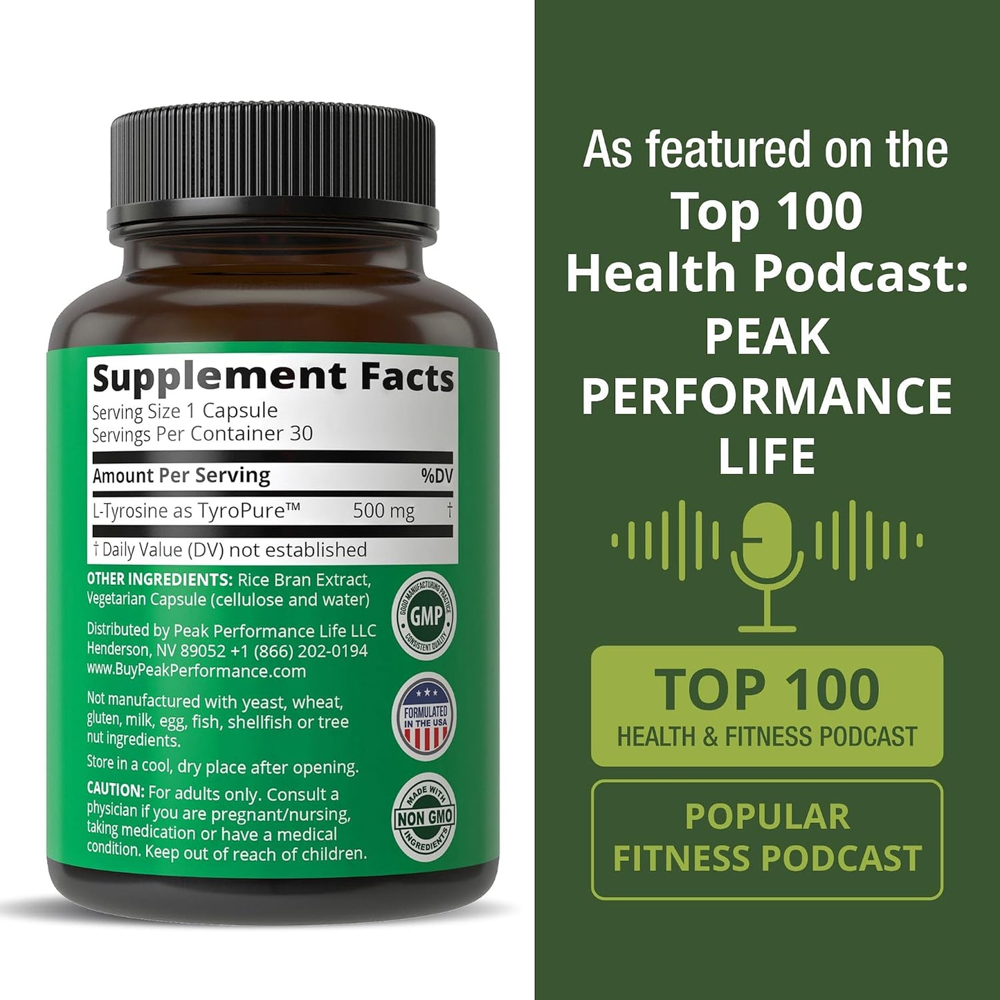 TyroPure L-Tyrosine 500mg Capsules - Naturally Fermented for Optimum Absorption - görsel 6