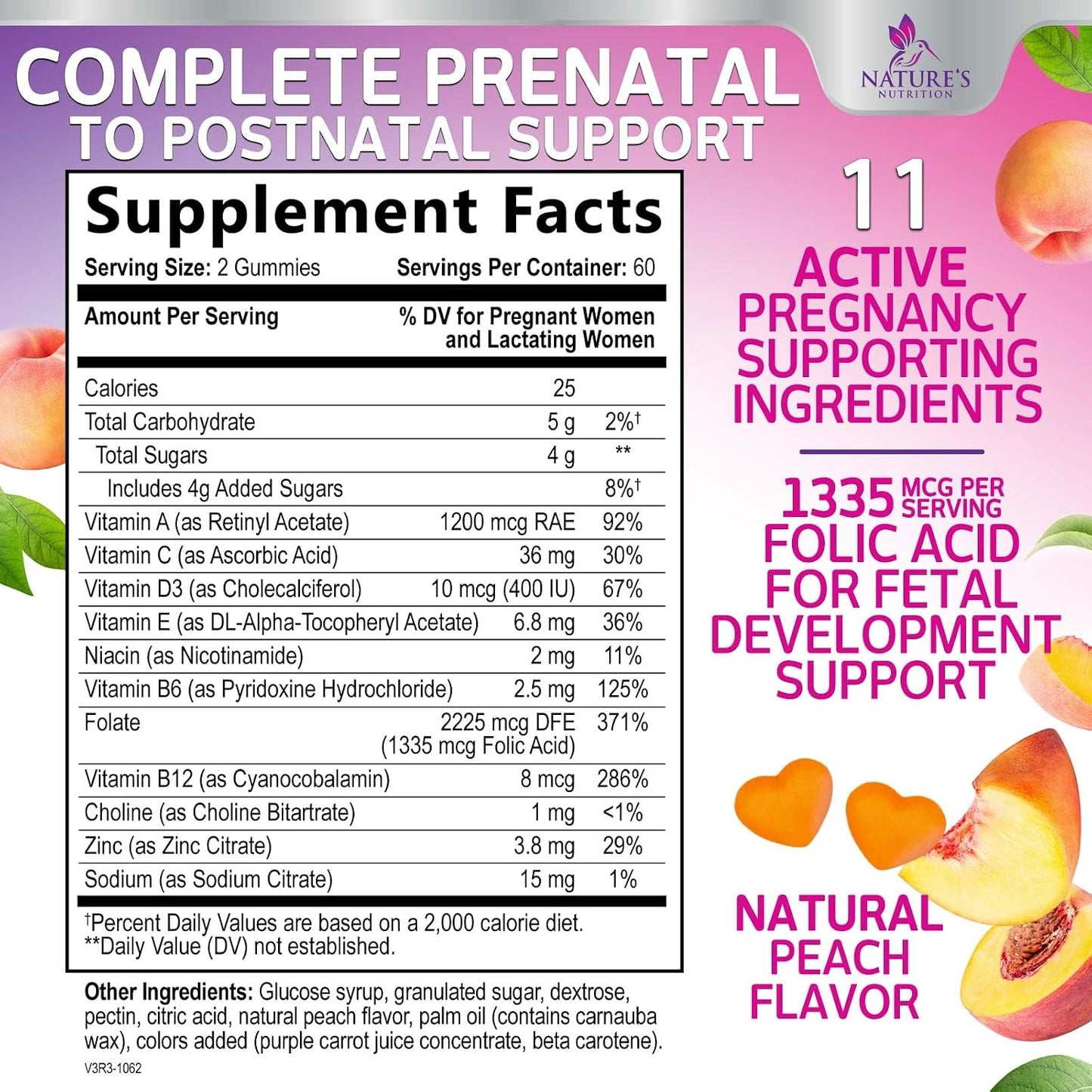 Prenatal Vitamins for Women – Pregnancy Gummies with Folic Acid, Vitamin A, C, D3, B12, B6 – Prenatal Multivitamin Gummy for Foetal Support, Pregnant & Nursing Women – 120 Gummies - görsel 2