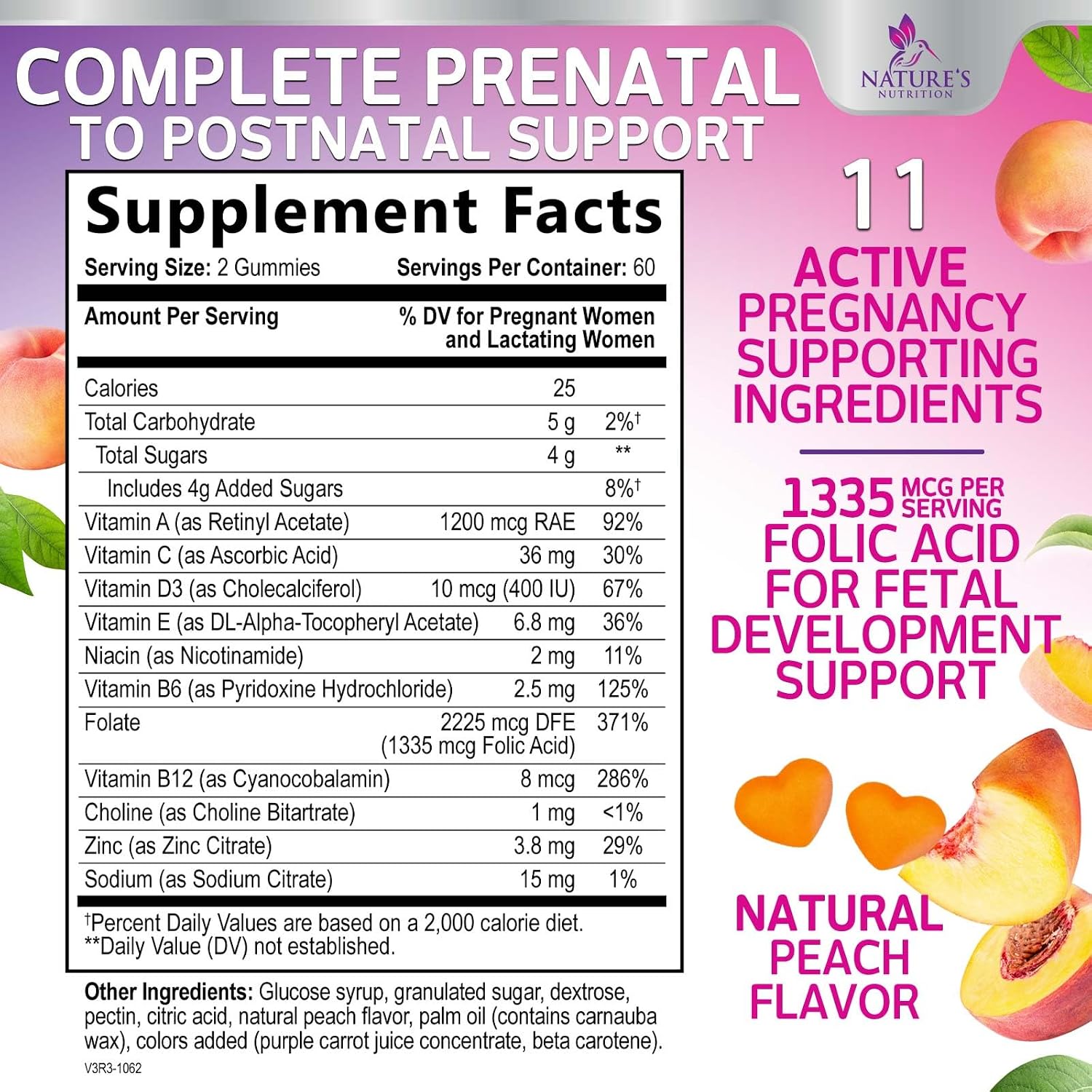 Prenatal Vitamins for Women – Pregnancy Gummies with Folic Acid, Vitamin A, C, D3, B12, B6 – Prenatal Multivitamin Gummy for Foetal Support, Pregnant & Nursing Women – 120 Gummies - görsel 2
