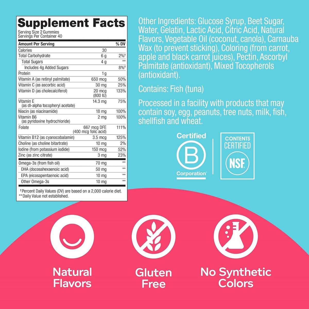 OLLY Prenatal Multivitamin Gummy - Folic Acid + DHA, 80 Gummies (40-Day Supply) - görsel 2