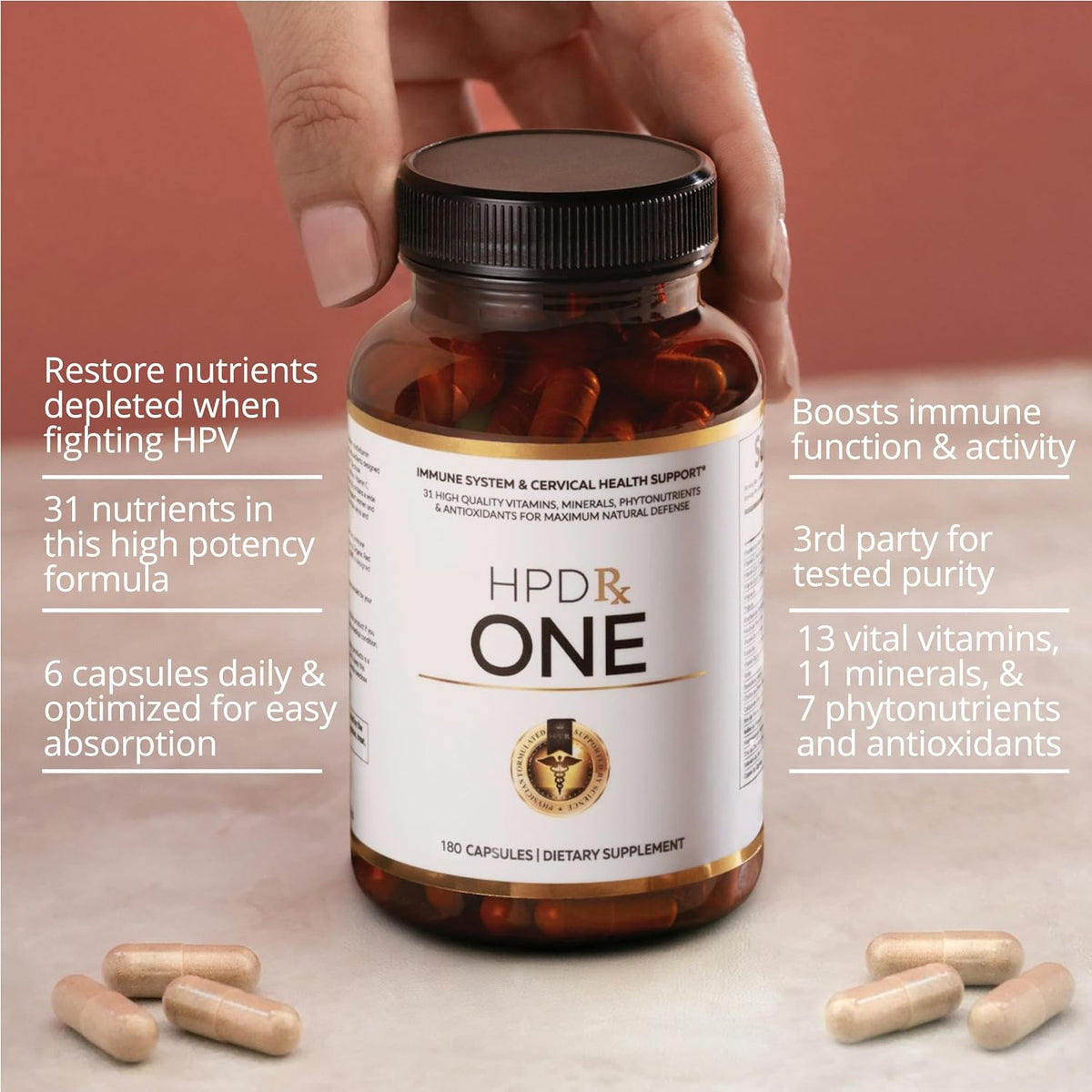 HPD Rx ONE Immunity Boost Multivitamin for Women and Men – 180 Capsules - görsel 8