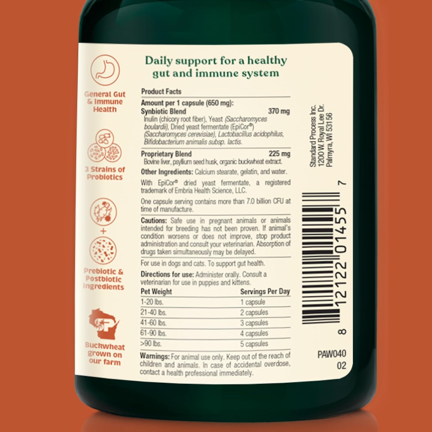 Spirited Paw Probiotic + Gut Health - Digestive & Immune Support for Dogs & Cats - Prebiotic, Probiotic & Postbiotic Pet Care Blend with Organic Buckwheat & Chicory Root Fibre - 90 Capsules - görsel 2