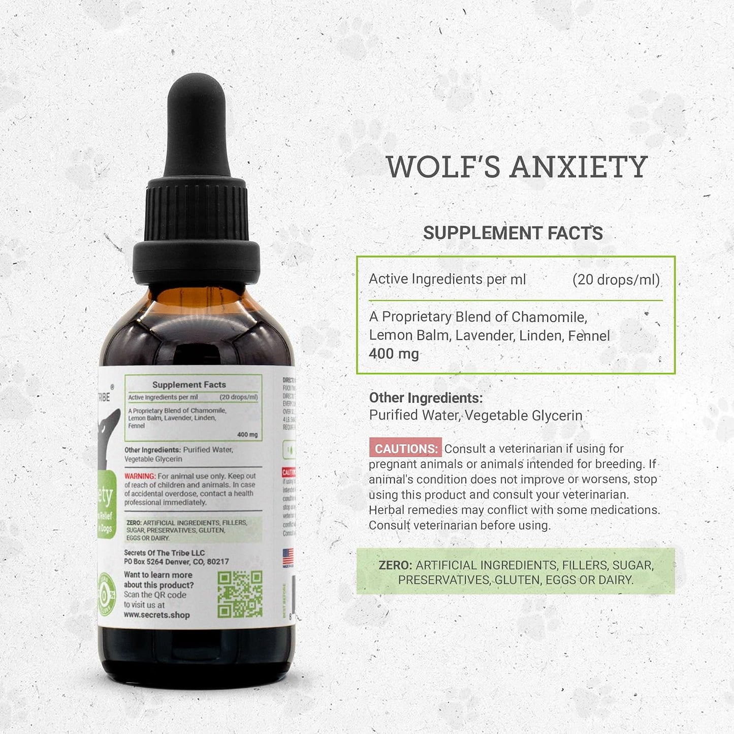 Wolf's Anxiety Natural Herbal Food Supplement for Dogs – Alcohol-Free Extract with Chamomile, Lemon Balm, Lavender, Linden, Fennel – 60 ml - görsel 3