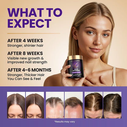 FOLICARE Biotin Hair Supplement with Collagen, Keratin, and Probiotics – 3 Pack