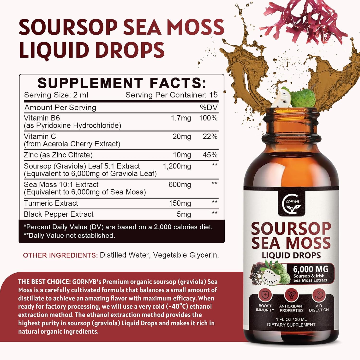 Soursop Graviola Liquid Drops with Sea Moss and Turmeric (2 Pack) - görsel 2