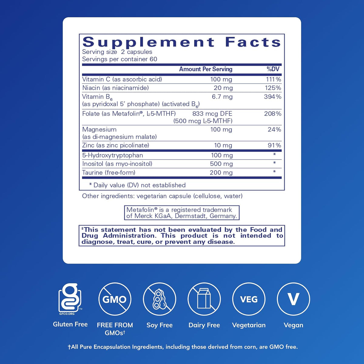 Pure Encapsulations SeroPlus – Hypoallergenic Serotonin Support for Moderate Occasional Stress, 120 Capsules - görsel 2