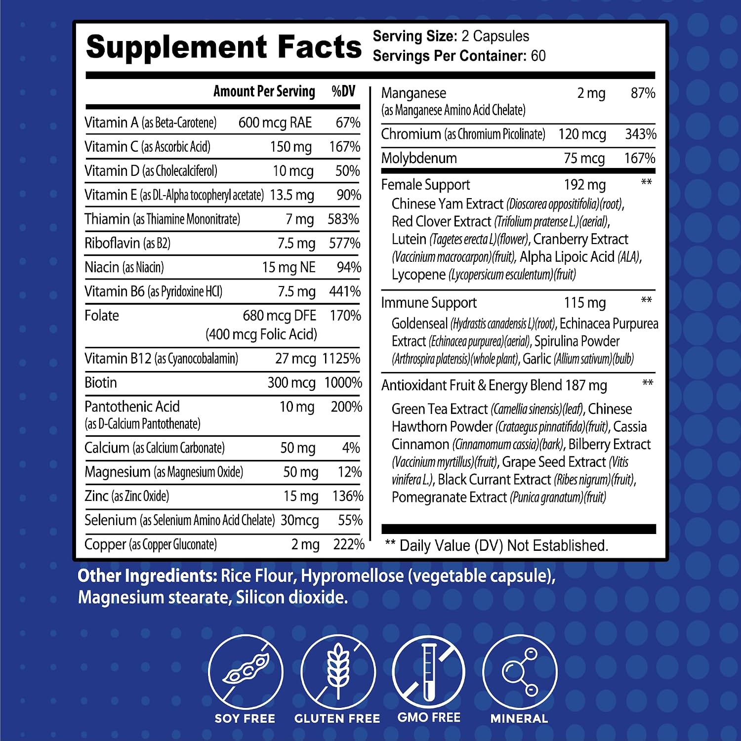 Gusevit 37-in-1 Women's Multivitamin for Immune Function, Energy Metabolism, Bone & Skin Health & Hair Maintenance – with Vitamin C, D3, Folic Acid, B-Complex, Biotin, Zinc & More – 120 Tablets - görsel 6