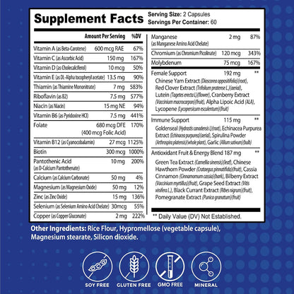 Gusevit 37-in-1 Women's Multivitamin for Immune Function, Energy Metabolism, Bone & Skin Health & Hair Maintenance – with Vitamin C, D3, Folic Acid, B-Complex, Biotin, Zinc & More – 120 Tablets