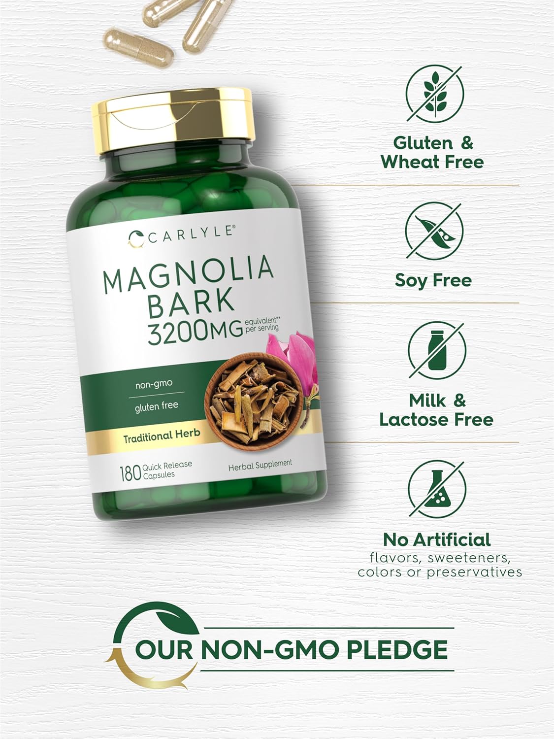 Carlyle Magnolia Bark | 180 Powder Capsules | Herbal Extract Supplement | Non-GMO, Gluten-free - görsel 5