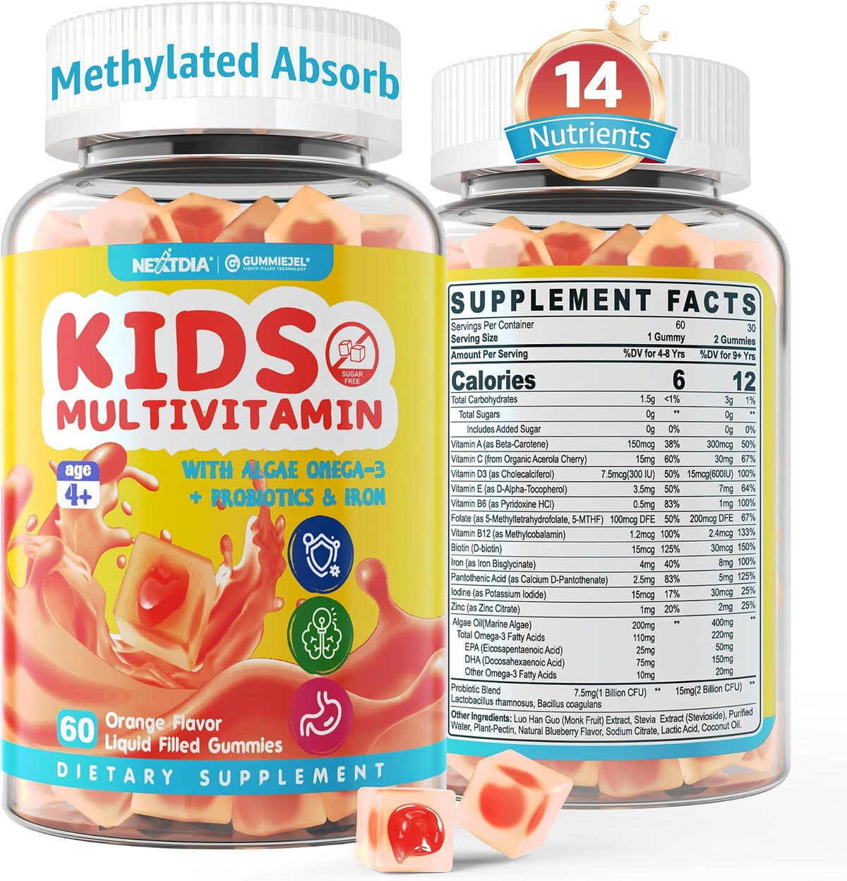 Nextdia Kids Multivitamin Gummies with Iron – Sugar-Free, Probiotics & Omega-3 (2 Pack) - görsel 10