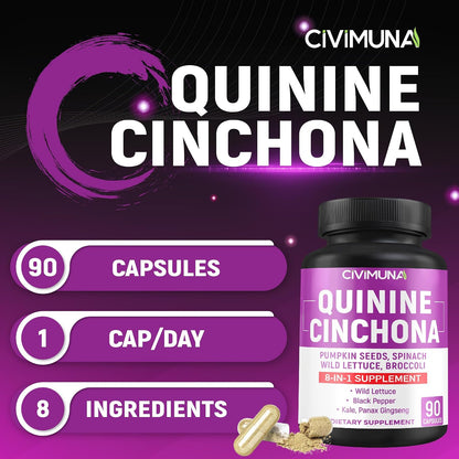CIVIMUNA Quinine Cinchona Bark Capsules - 90 Capsules