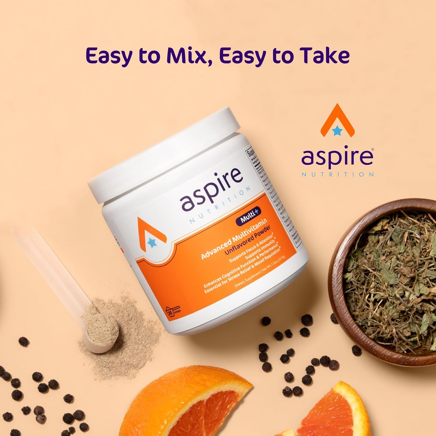 Aspire Multi+ Advanced Multivitamin Powder for Kids, Men & Women - Unflavoured - görsel 6