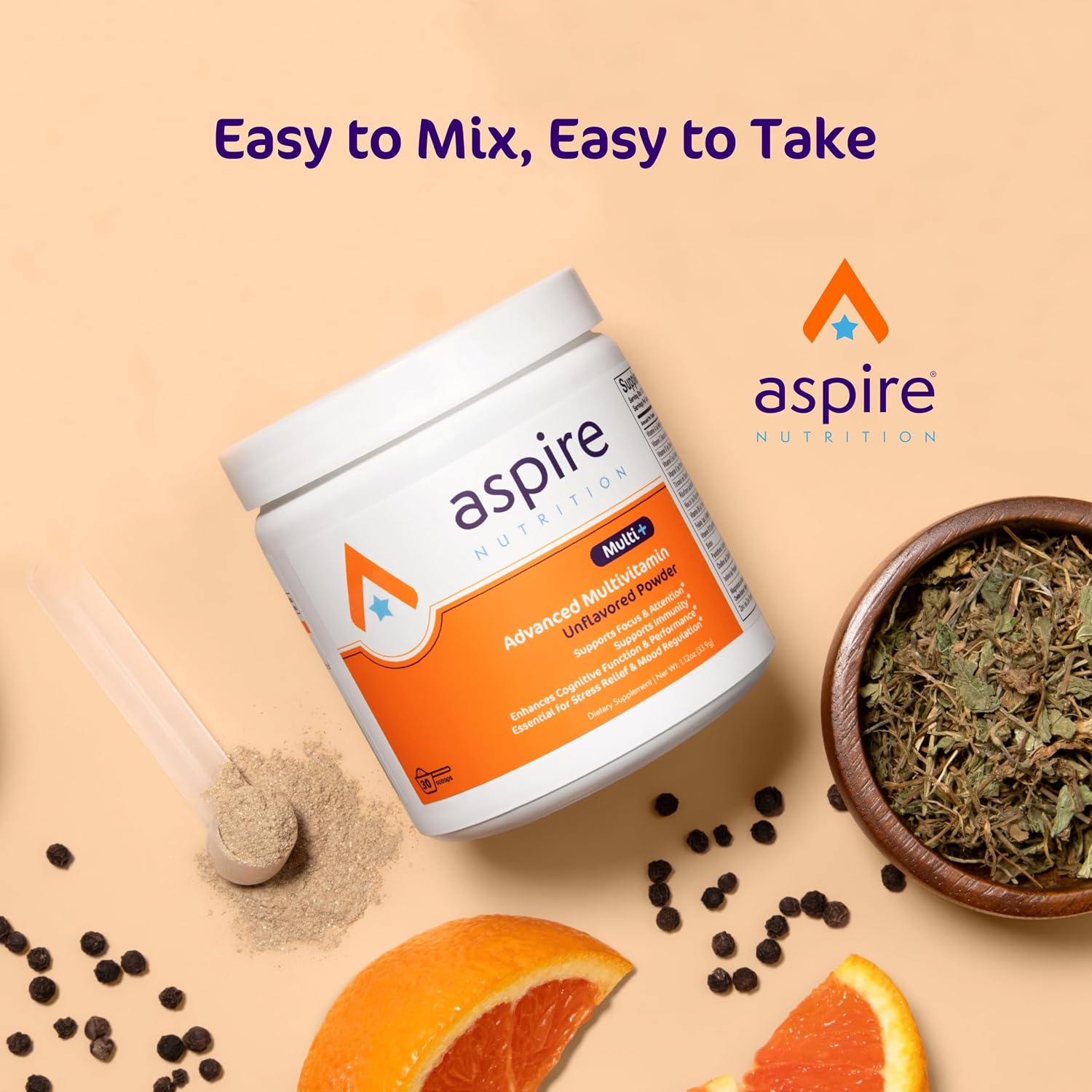 Aspire Multi+ Advanced Multivitamin Powder for Kids, Men & Women - Unflavoured - görsel 6