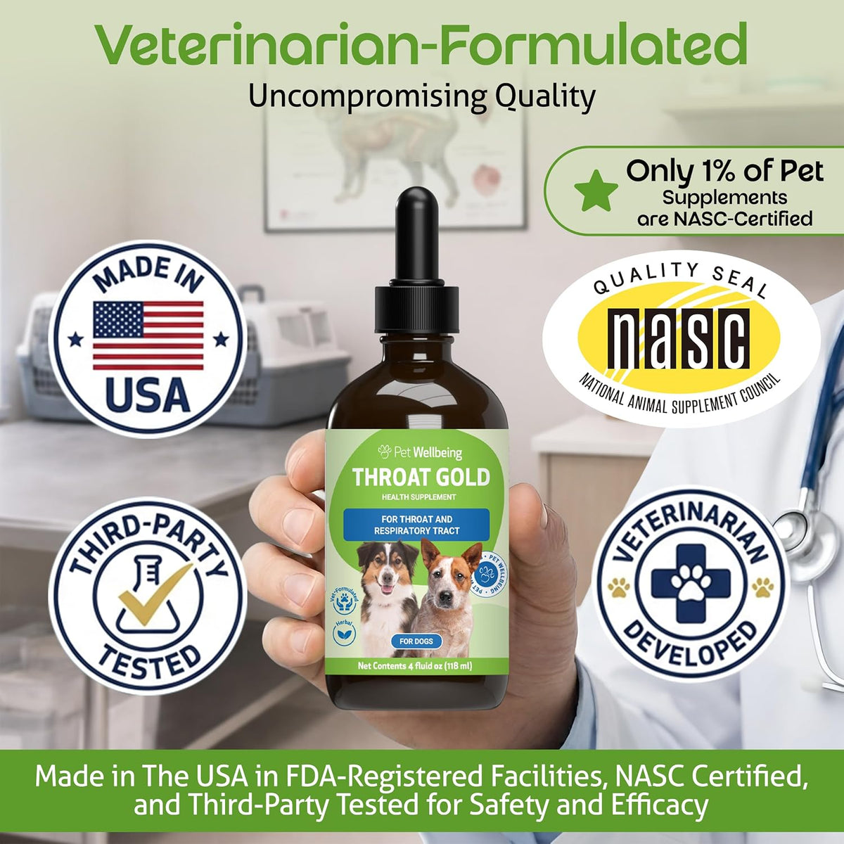 Pet Wellbeing Throat Gold for Dogs - Herbal Throat & Respiratory Support Liquid (118 ml) - görsel 5