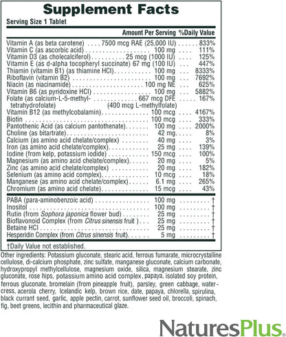 NaturesPlus Ultra II Daily - 90 Tablets - Multivitamin with Whole Foods - Slow Release