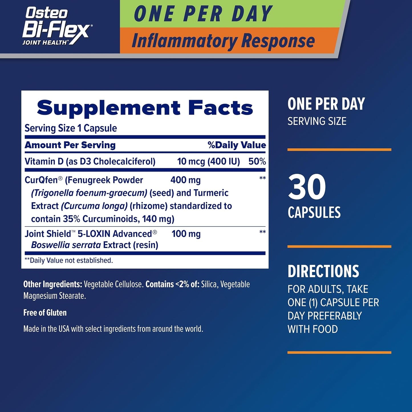 Osteo Bi-Flex One Per Day Inflammatory Response – CurQfen Plant-Based Supplement, 30 Capsules - görsel 2