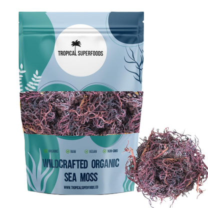100% Wildcrafted Full Spectrum Purple Sea Moss – Sun-Dried, 92 Minerals (113g)