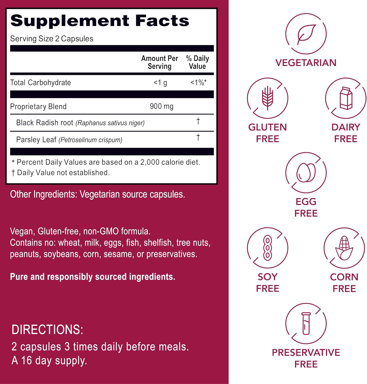 Kroeger Herb Products Black Radish and Parsley Food Supplement – Liver & Immune Support, Non-GMO, Vegan - görsel 4