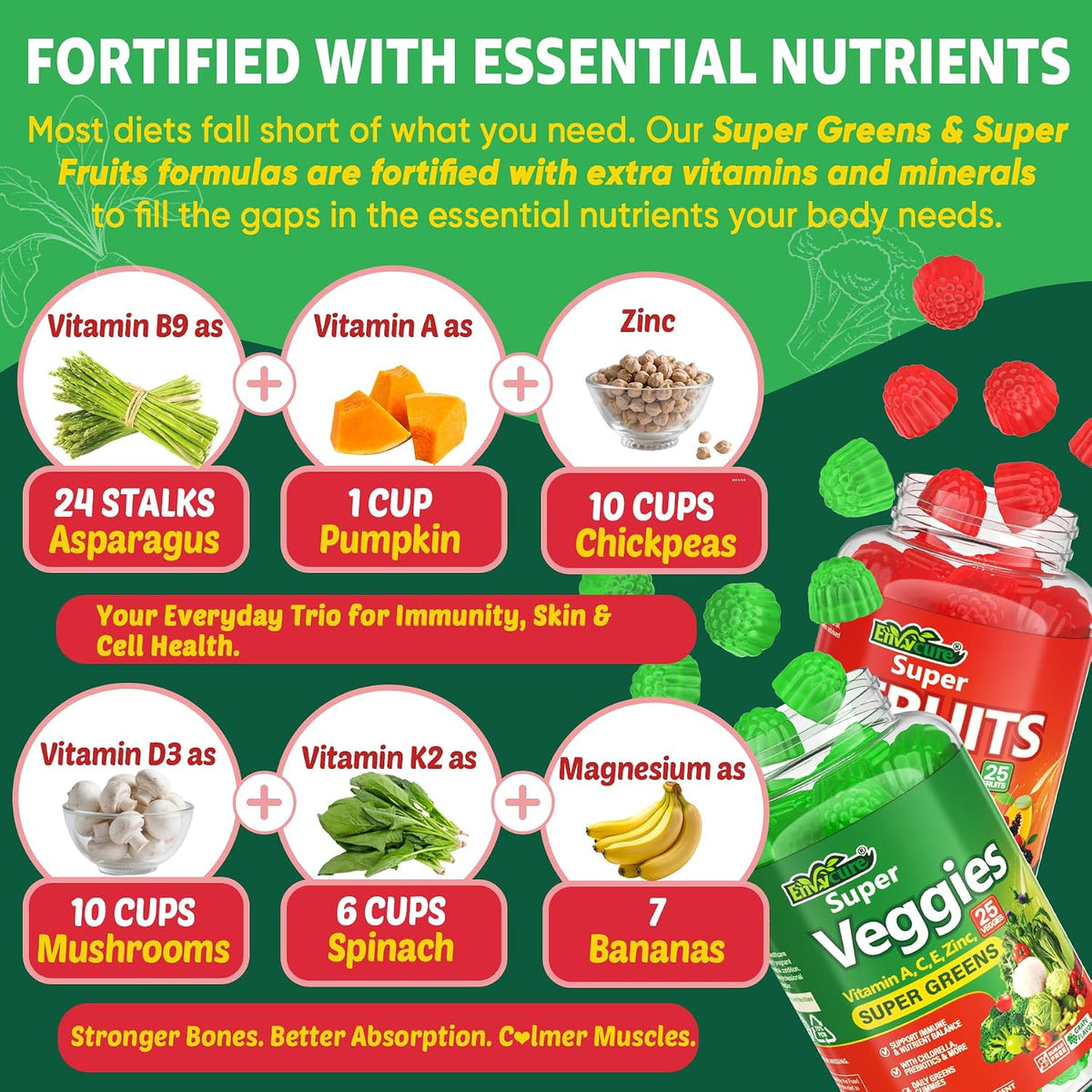 Super Greens Gummies - Daily Green Superfood Supplement with Spirulina, Chlorella, Mushrooms, Probiotics, Multivitamins, 50+ Super Greens & Veggies Gummies to Boost Immunity, Energy & Gut Health, 120 Count - görsel 5