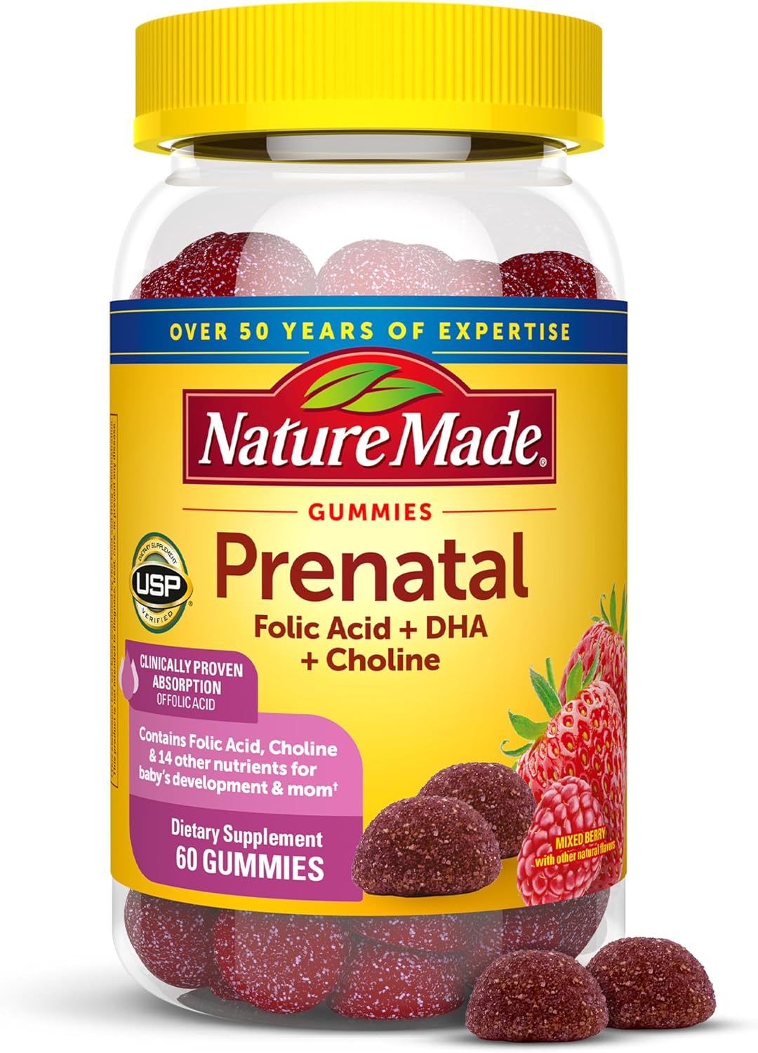 Nature Made Prenatal Gummies with DHA and Folic Acid, 60 Gummies (30-Day Supply) - görsel 1