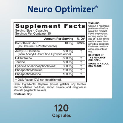 Jarrow Formulae Neuro Optimiser – Brain Health & Antioxidant Support, 120 Capsules