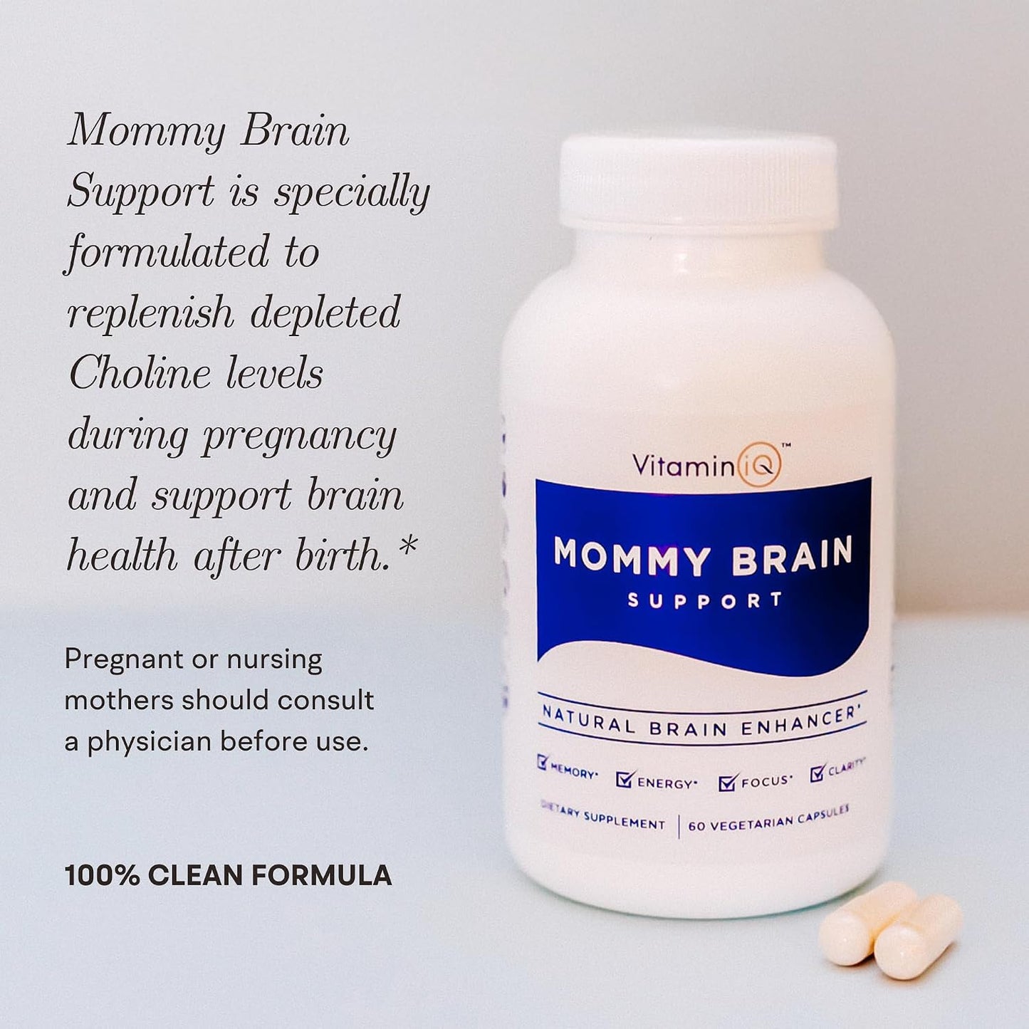 VitaminIQ Mummy Brain Postnatal Supplement (60 Capsules) for Cognitive Health, Mood, Energy with GPC and CDP Choline, Phosphatidylserine, Omega-3 DHA - görsel 7