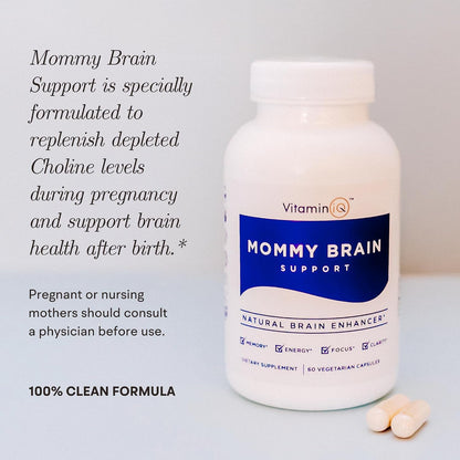 VitaminIQ Mummy Brain Postnatal Supplement (60 Capsules) for Cognitive Health, Mood, Energy with GPC and CDP Choline, Phosphatidylserine, Omega-3 DHA