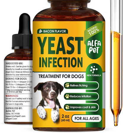 Yeast Infection Treatment for Dogs – Liquid Herbal Supplement – Bacon Flavour, 60 ml
