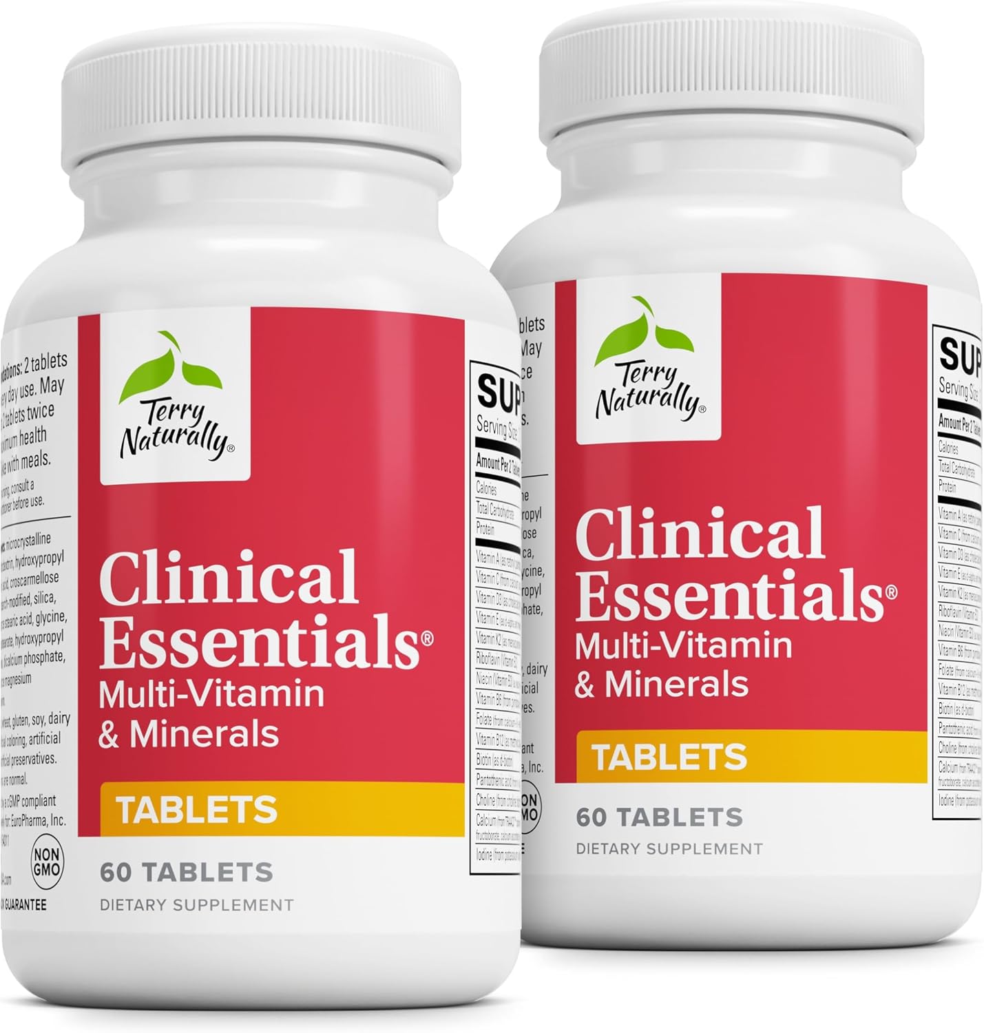 Terry Naturally Clinical Essentials – Supplement for Bone, Cardiovascular and Immune Health with Chelated Minerals, B-Vitamins & Vitamin C – 60 Tablets (Pack of 2) - görsel 1