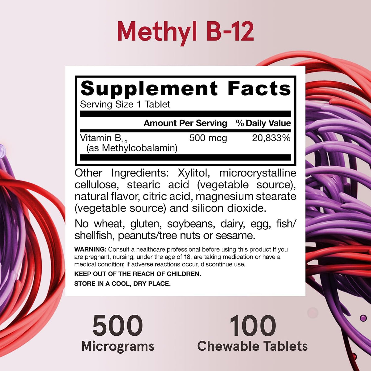 Jarrow Formulae Methyl B-12 Chewable Tablets, 500 mcg, 100 Count - görsel 5