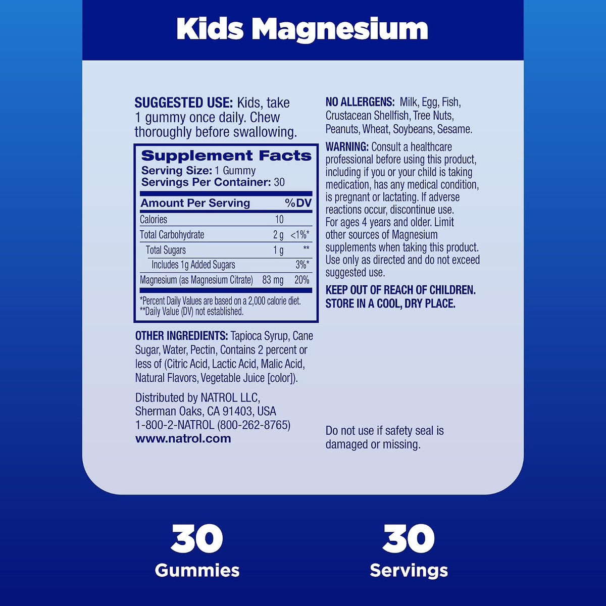 Natrol Kids Magnesium Citrate Gummies, Raspberry Flavour, 30 Chews – Food Supplement - görsel 5