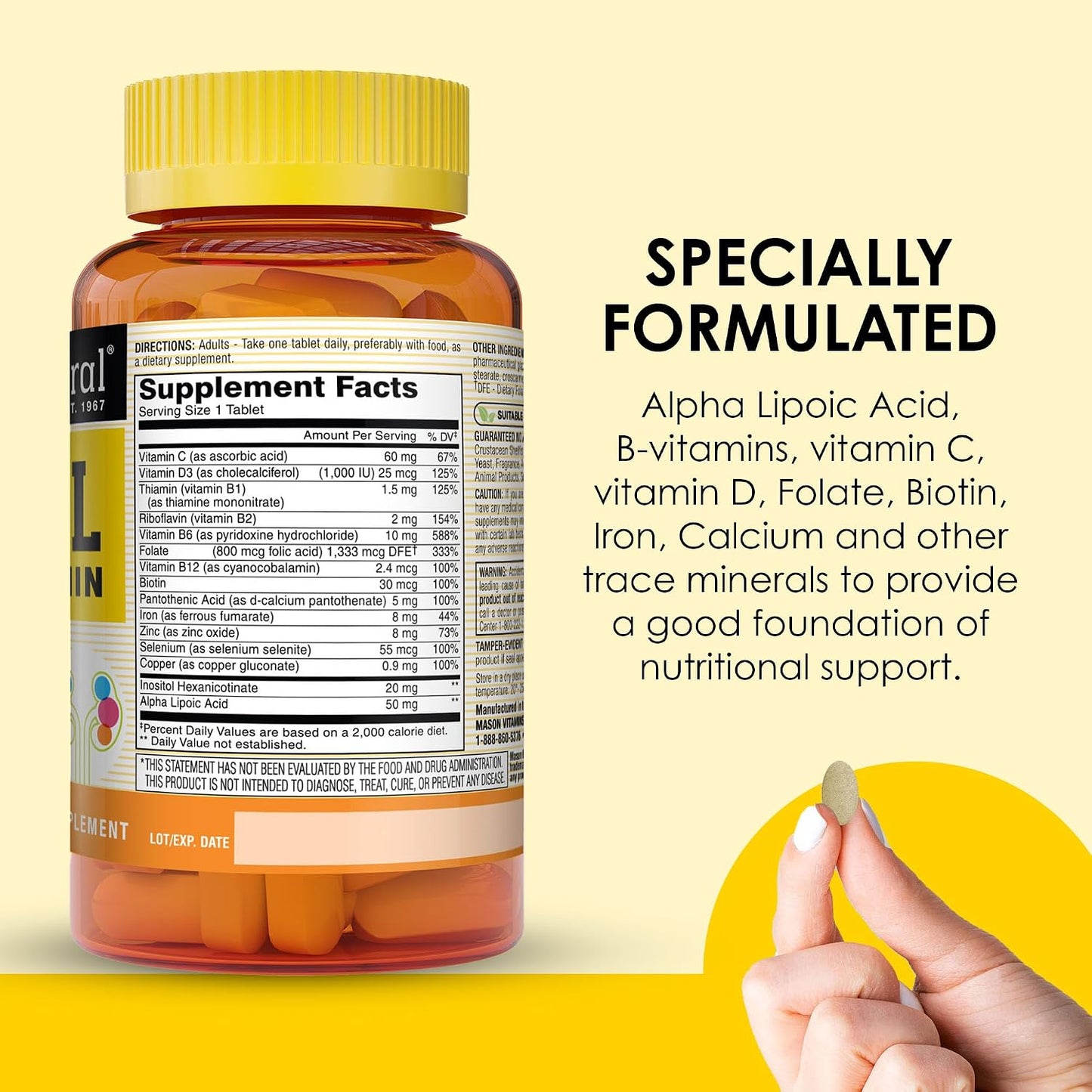MASON NATURAL Renal Multivitamin with ALA & B Vitamins, 100-Day Supply - görsel 5