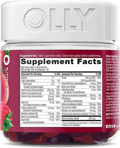 OLLY Women's Multivitamin Gummies - Berry Flavour, 180 Gummies (90-Day Supply)