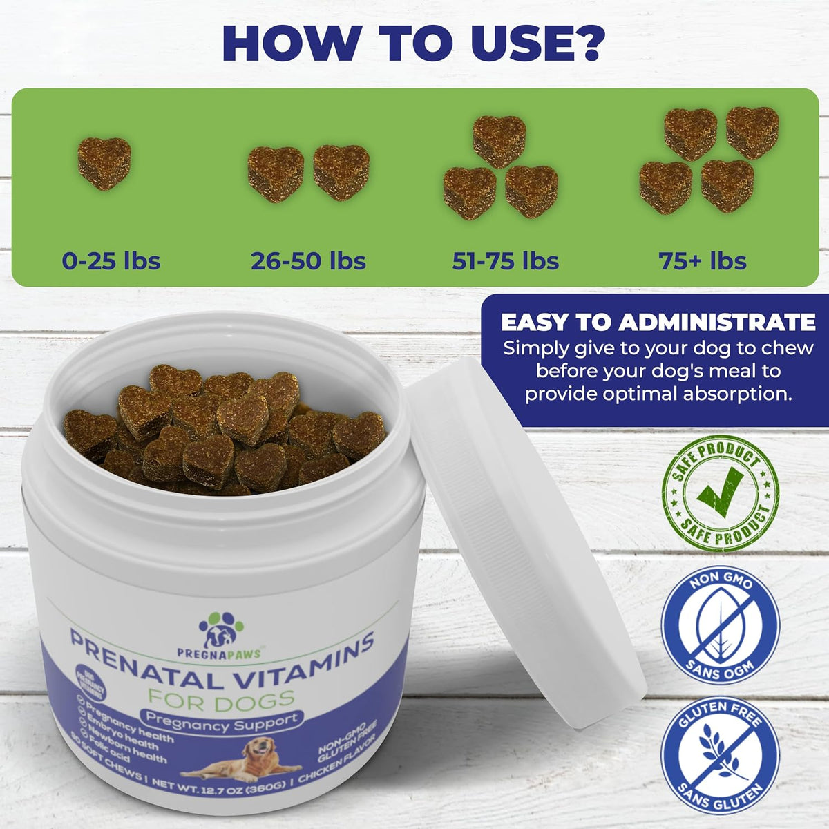 PREGNAPAWS Dog Prenatal Vitamins – 90 Soft Chews - görsel 4