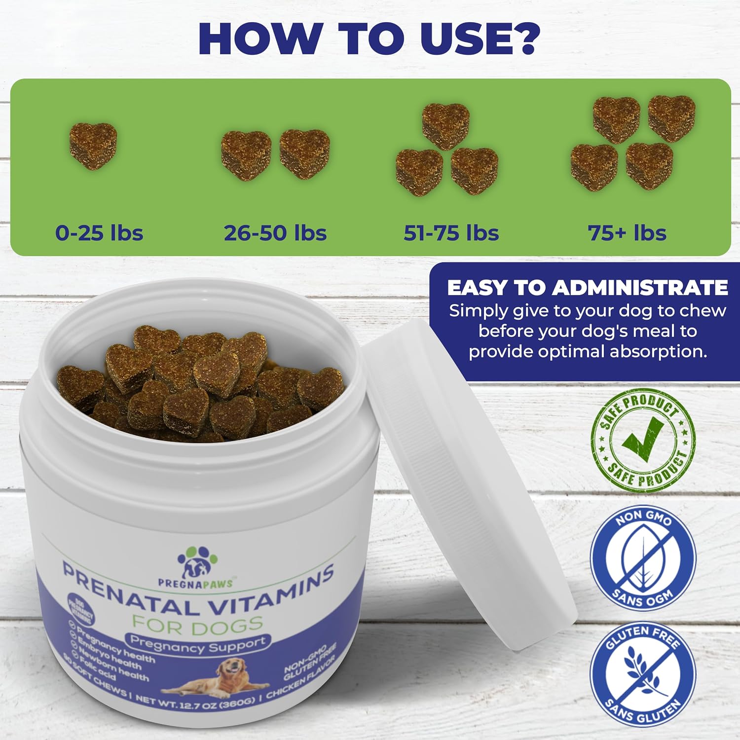 PREGNAPAWS Dog Prenatal Vitamins – 90 Soft Chews - görsel 4