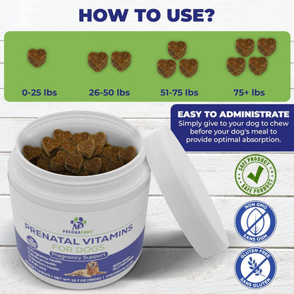PREGNAPAWS Dog Prenatal Vitamins – 90 Soft Chews