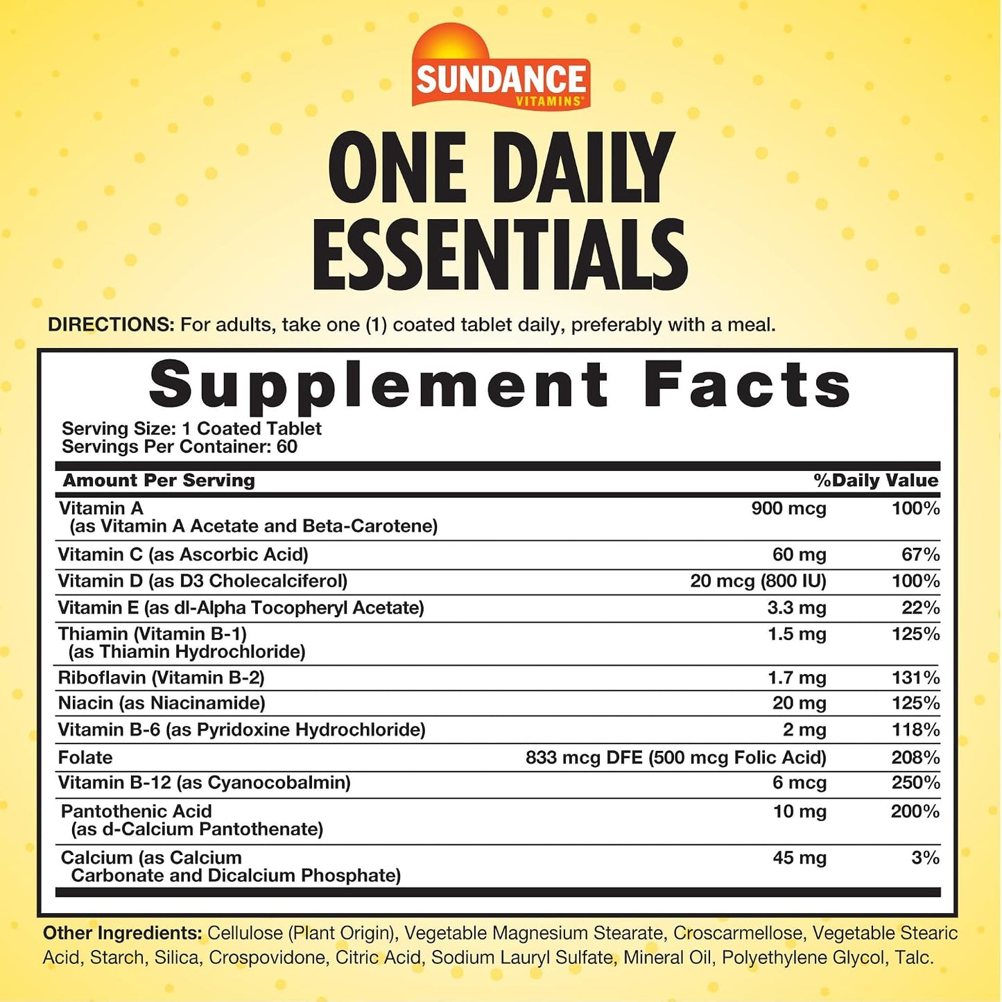 Sundance Daily Multivitamin for Adults | 60 Tablets | High Potency Formula | Non-GMO and Gluten-free Supplement - görsel 2