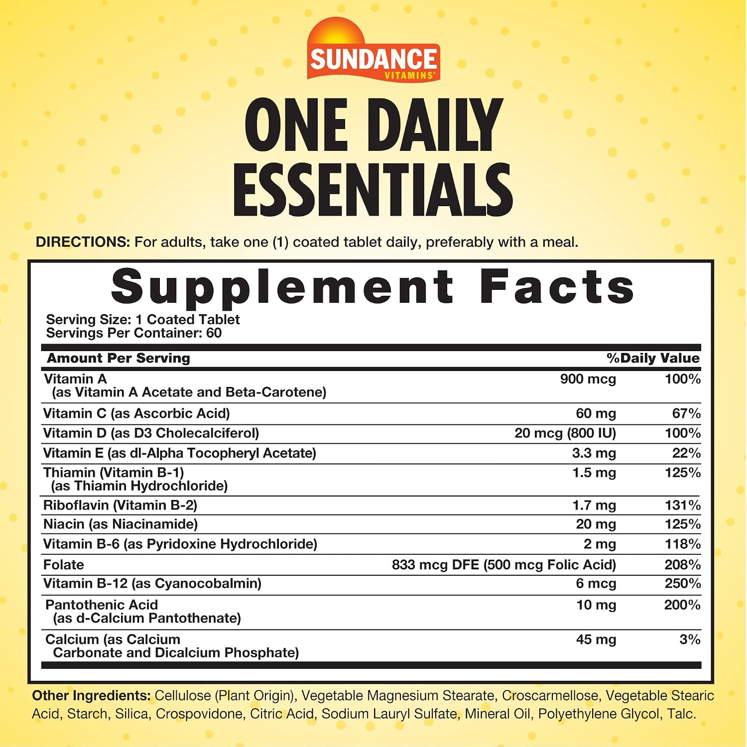 Sundance Daily Multivitamin for Adults | 60 Tablets | High Potency Formula | Non-GMO and Gluten-free Supplement - görsel 2