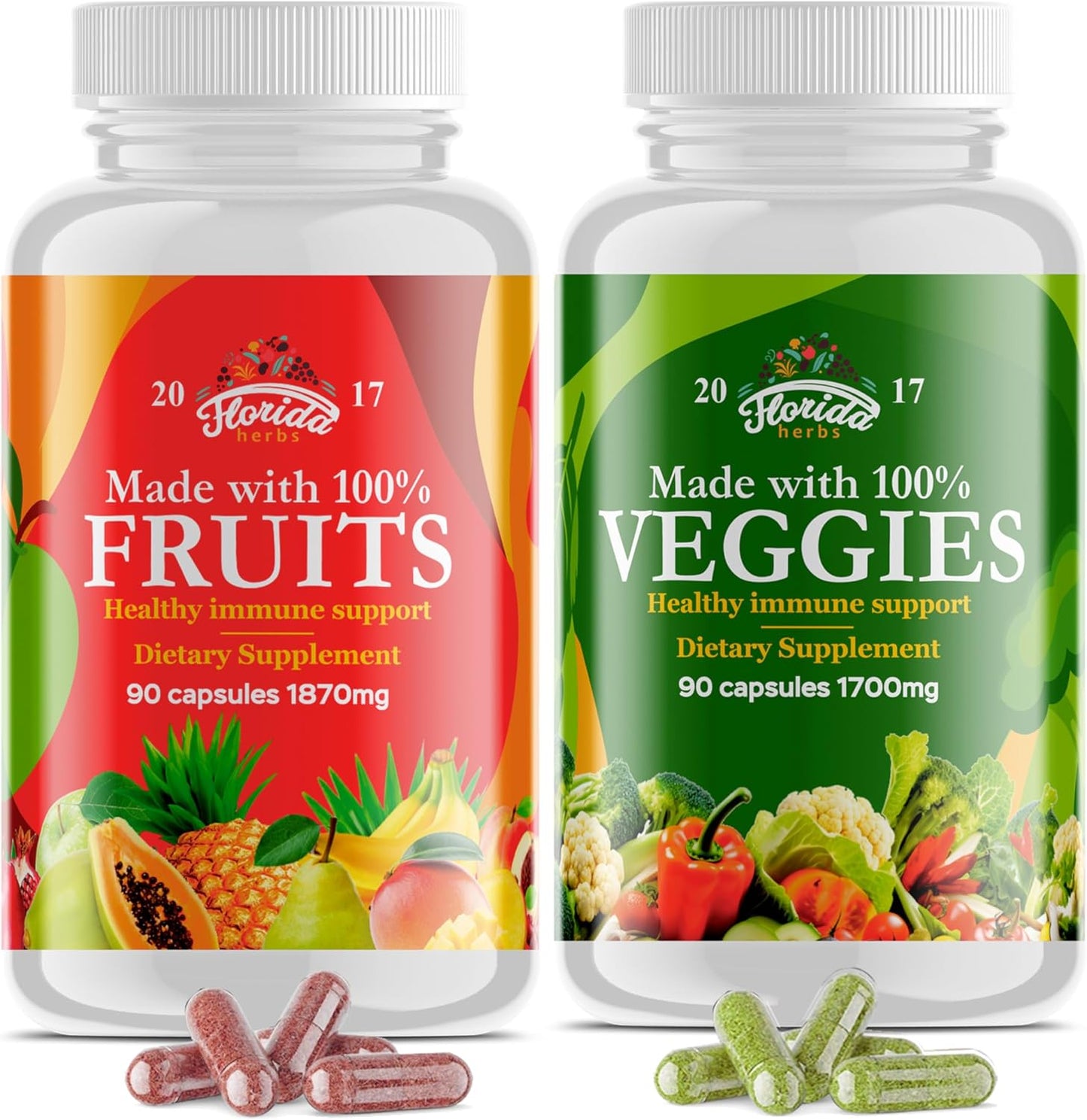 Fruit and Vegetable Supplement – 180 Fruit and 180 Veggie Capsules – 360 Count - görsel 6