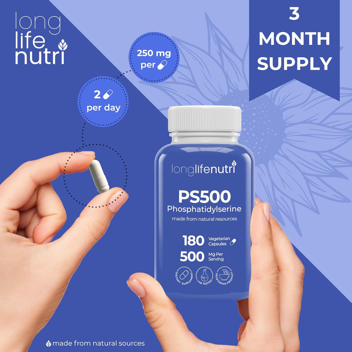 Phosphatidylserine Pure 500mg – 180 Vegetarian Capsules, 3-Month Supply - görsel 5