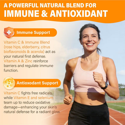 Liposomal Vitamin C Gummies 1000mg for Adults: Vitamin C Chewy Gummy with Zinc, Elderberry, Vitamins A & E