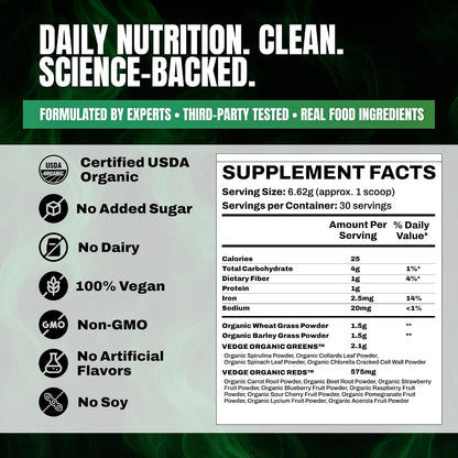 VEDGE Nutrition Organic Greens - Vegan – Health-Conscious Adults: Anyone looking to increase their daily intake of – Image 3