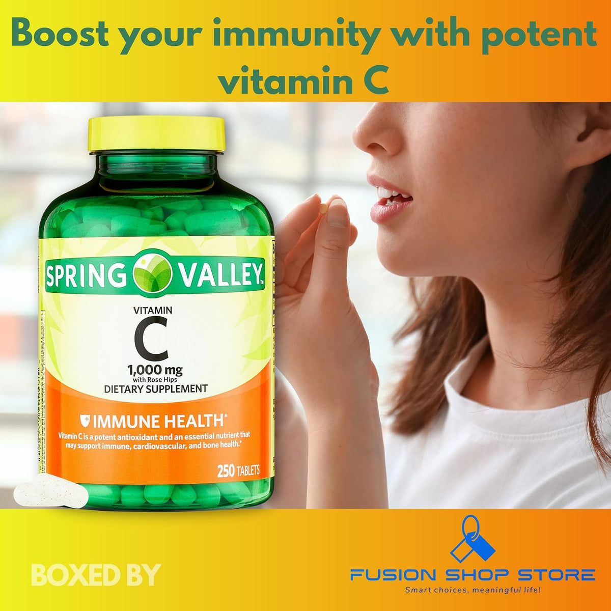 Vitamin C 1000mg with Rose Hips Tablets, 250 Count - görsel 3